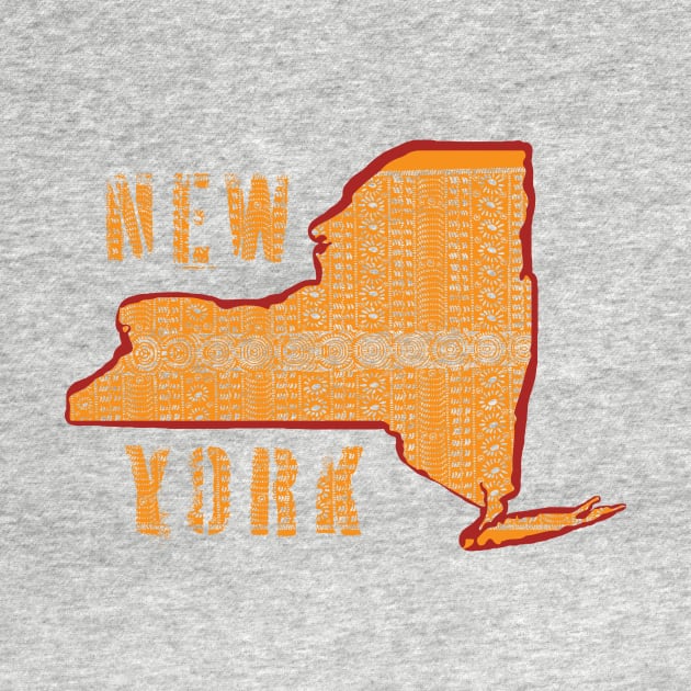 Polynesian Style New York State Map and Spellout by pelagio